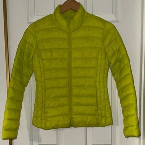 Women's Neon Green Quilted Weatherproof Jacket